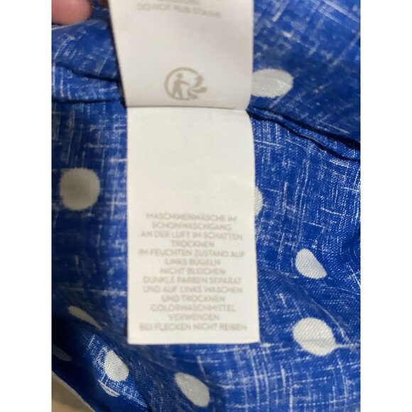 Boden Blue & White Polka Dot Linen Dress With Pockets Size 12R - Picture 8 of 13